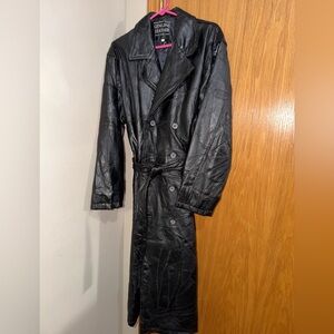 Women’s Black Genuine Leather Trench Coat